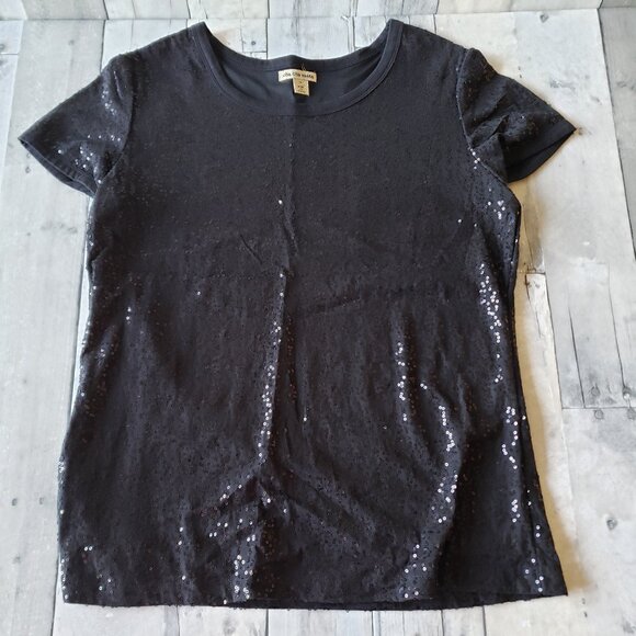 Cha Cha Vente Black Sequin Short Sleeve Tee-Shirt - Size XL - Picture 1 of 5